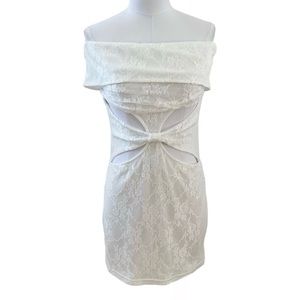 ASOS Lioness Cut Out Lace Mini Dress White Size 8 NWT